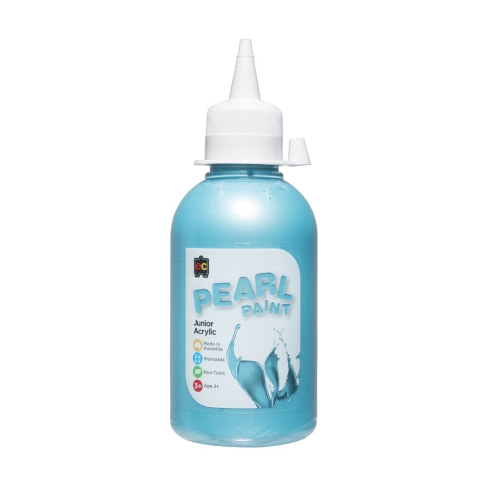 6PK Educational Colours Pearl Junior Student Acrylic Paint Blue 250ml 3y+