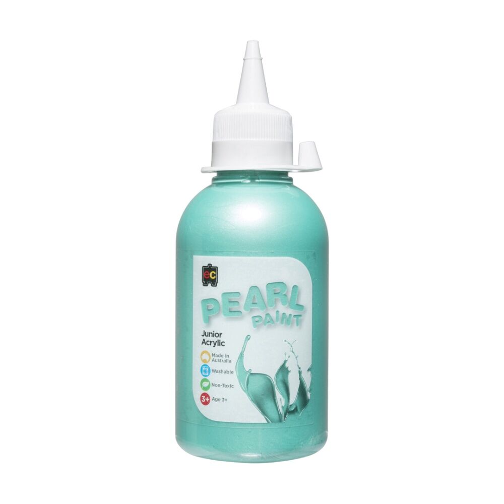 6PK Educational Colours Pearl Junior Student Acrylic Paint Green 250ml 3y+