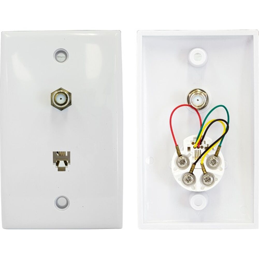 12PK Pro2 TV Wall Plate With Telephone 6P4CF Socket To F
