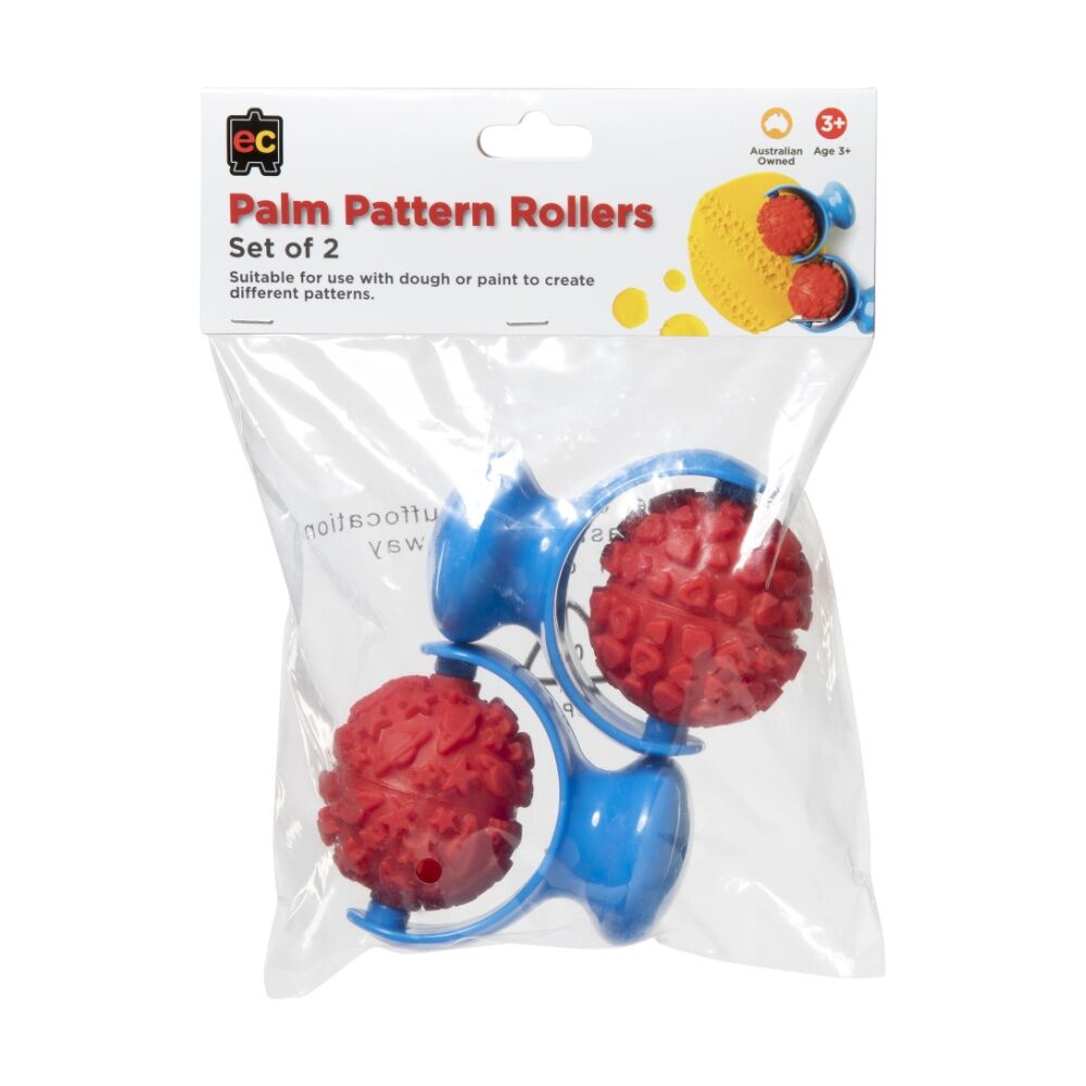 2x 2pc Educational Colours Palm Pattern Paint Rollers Set Kids Art/Craft 3y+