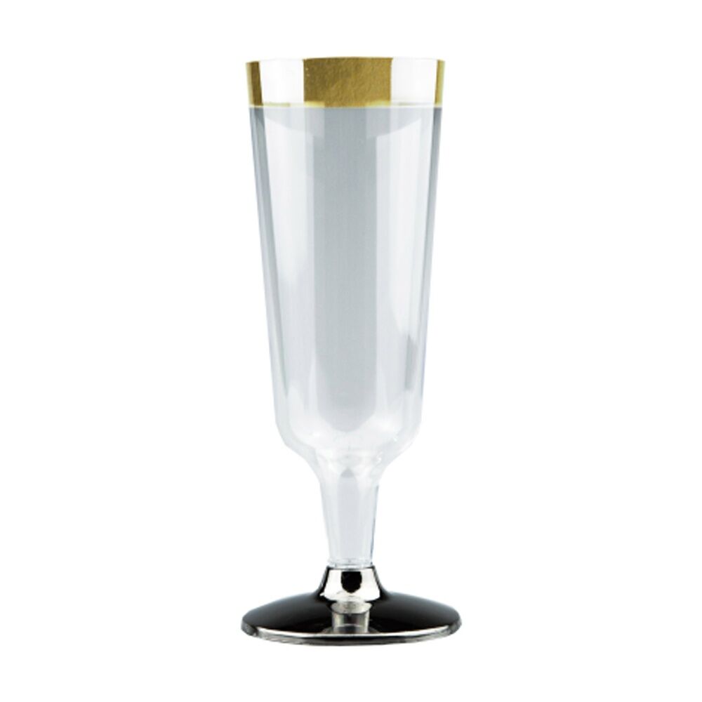 12x 6pc Partyware Champagne Glass Tableware Set W/ Gold Rim 150ml Clear