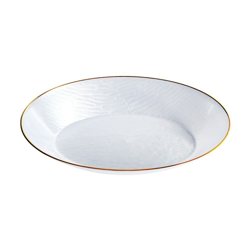 12x 10pc Partyware Reusable Heavy Duty Oval Bowl Set W/ Gold Rim 155x98x30mm WH