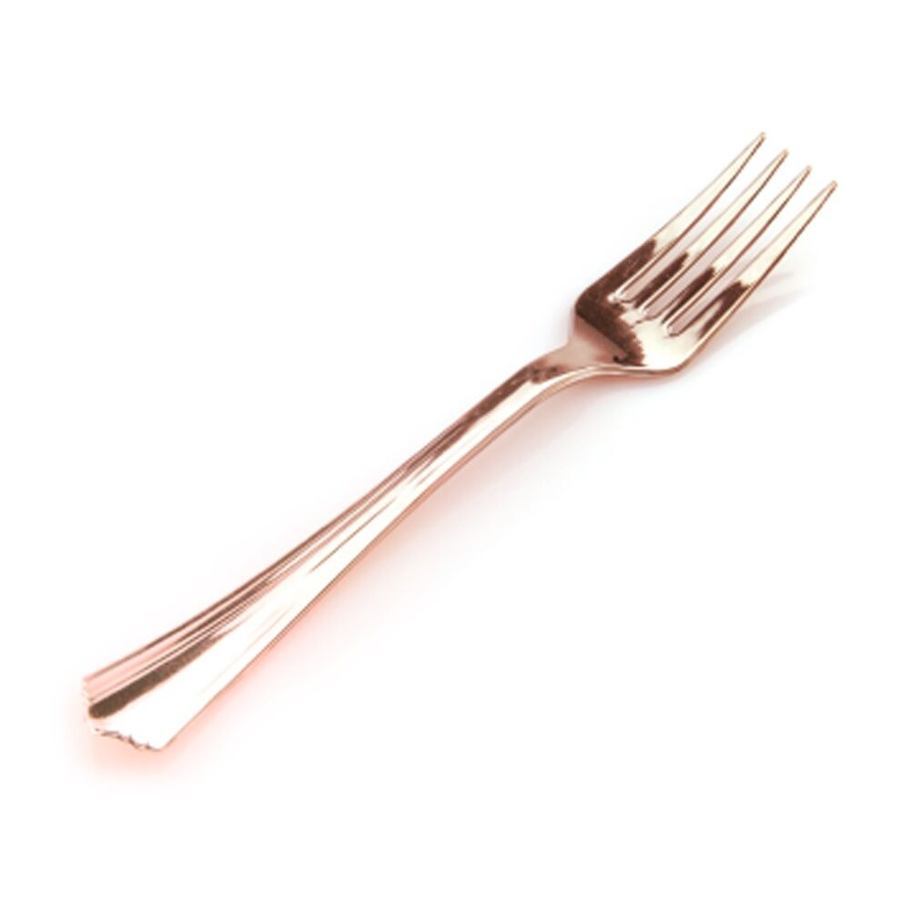 48x 12pc Partyware Heavy Duty Stainless Steel Fork Set Tableware Rose Gold