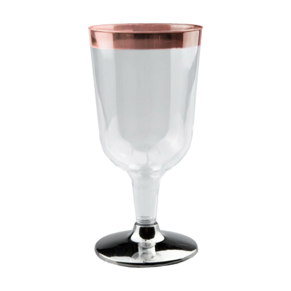12x 6pc Partyware Wine Glass Tableware Set W/ Rose Gold Rim 200ml Clear