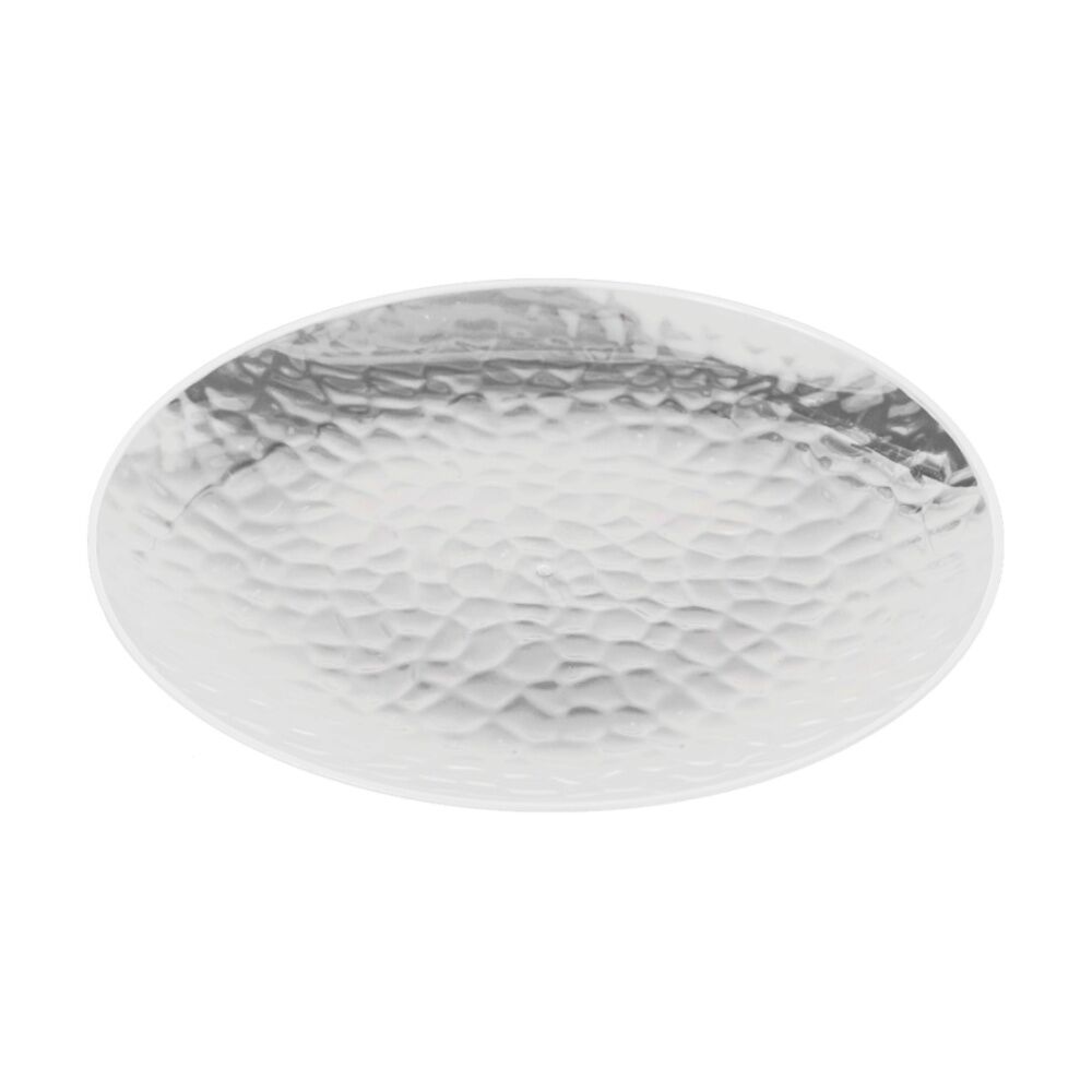 6x 10pc Partyware Heavy Duty Dimple Plates Set W/ Silver Rim 230mm Clear