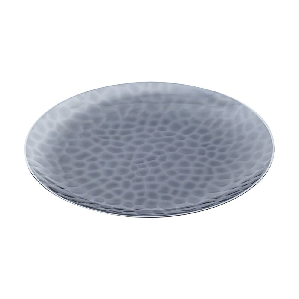 12x 10pc Partyware Heavy Duty Dimple Plates Set W/ Silver Rim 180mm Black