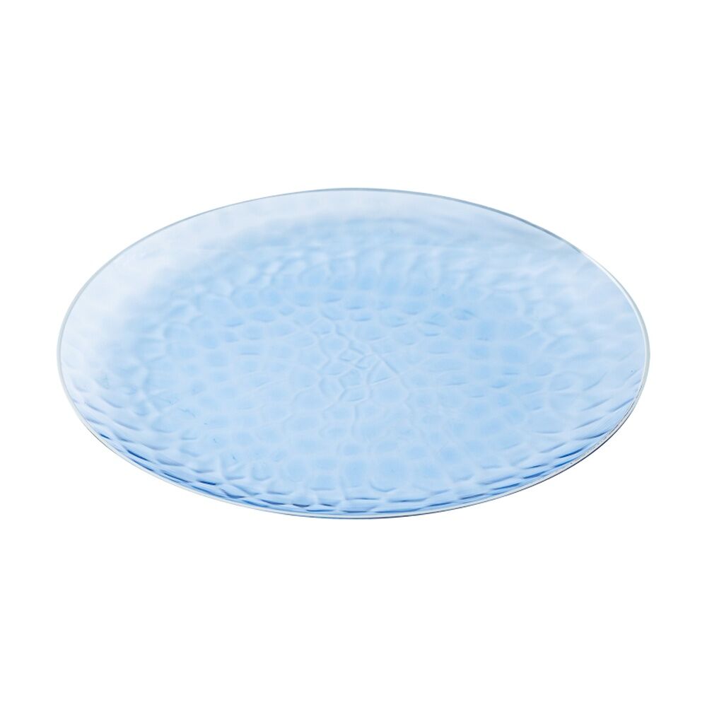12x 10pc Partyware Heavy Duty Dimple Plates Set W/ Silver Rim 180mm Blue