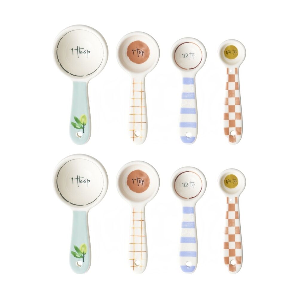 2x 4pc Porto Italian Inspired Valentina Measuring Spoon Stoneware