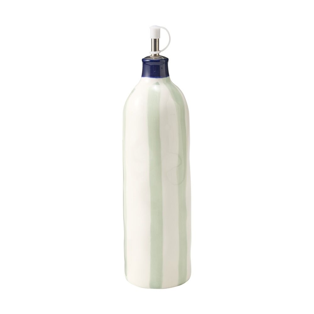 2PK Porto Sable Kitchen Oil Bottle White & Sage Green Stripe 850ml
