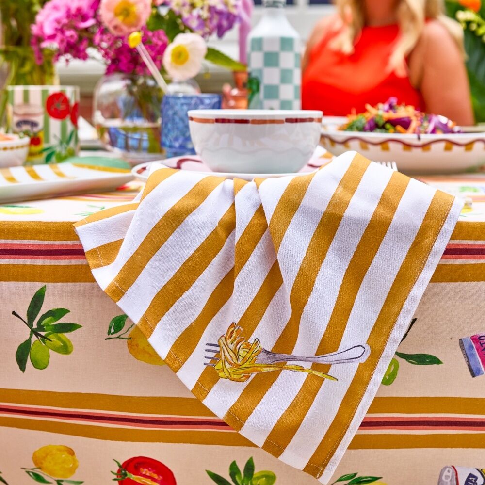 Porto Italian Inspired Food Illustrations Valentina Tablecloth 230x150cm