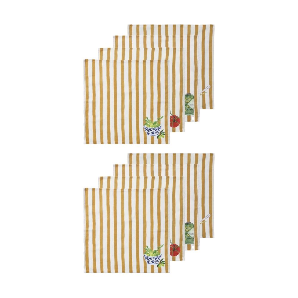 2x 4pc Porto Italian Food Inspired Brown/White Stripe Valentina Napkins 45x45cm