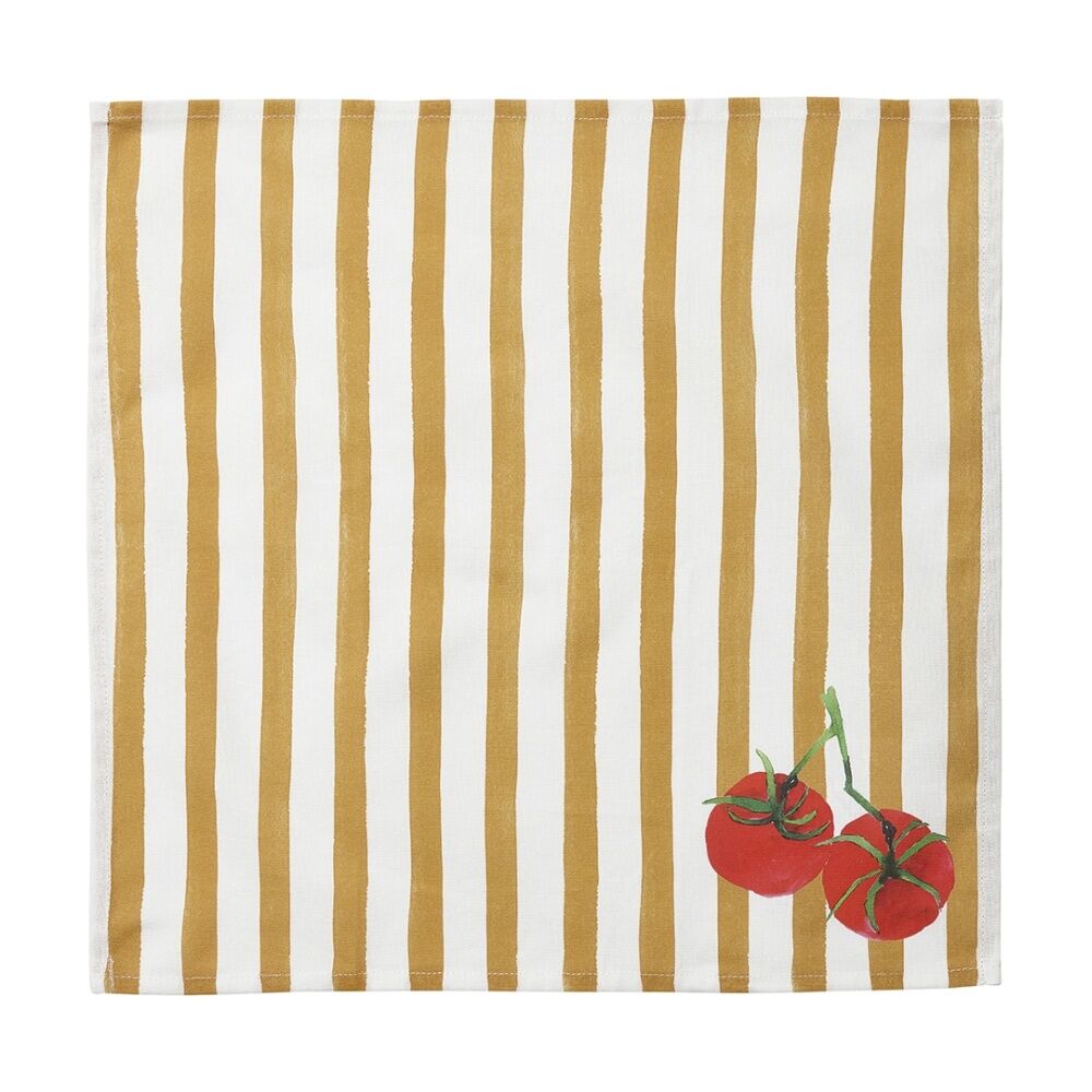 2x 4pc Porto Italian Food Inspired Brown/White Stripe Valentina Napkins 45x45cm