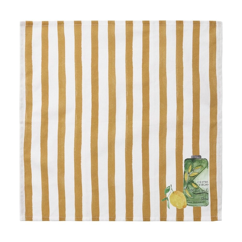 2x 4pc Porto Italian Food Inspired Brown/White Stripe Valentina Napkins 45x45cm