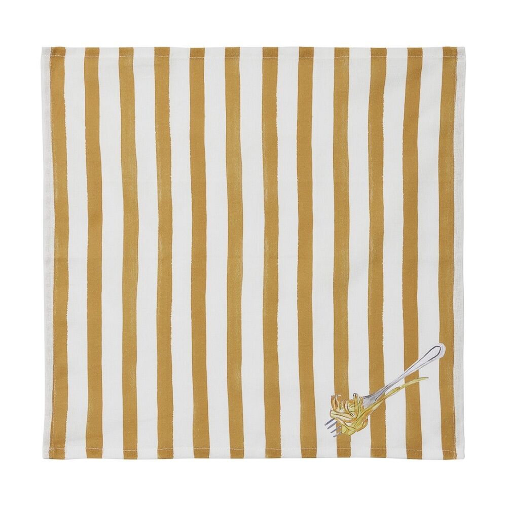 2x 4pc Porto Italian Food Inspired Brown/White Stripe Valentina Napkins 45x45cm