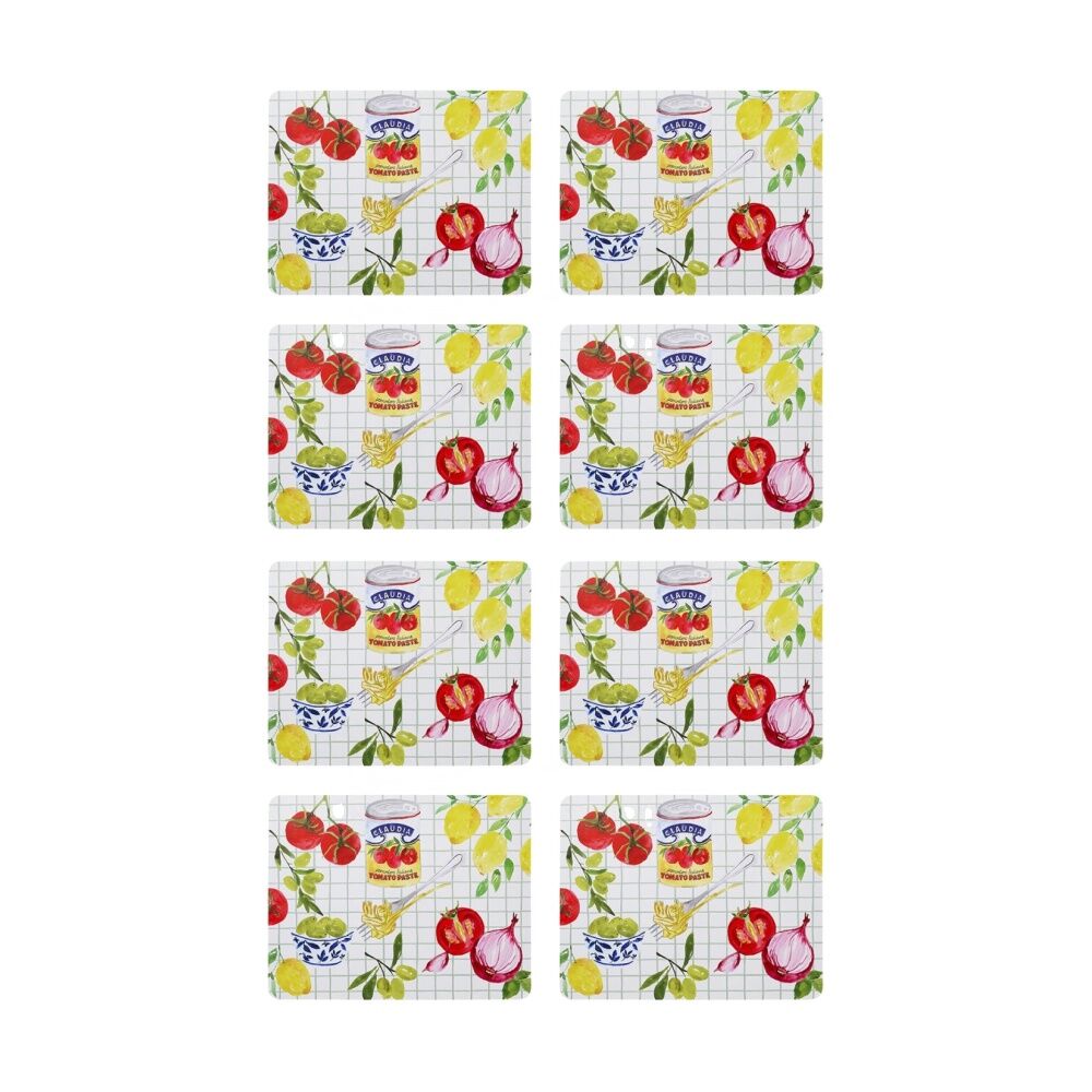 2x 4pc Porto Valentina Food Illustration Rectangle Dinner Placemat 34x26.5cm