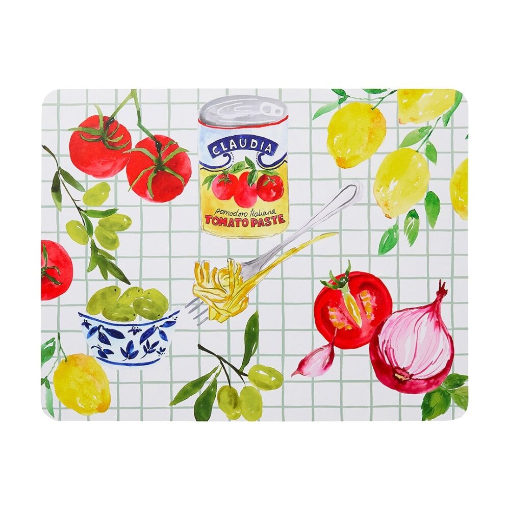 2x 4pc Porto Valentina Food Illustration Rectangle Dinner Placemat 34x26.5cm