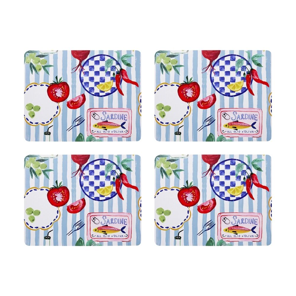 2x 4pc Porto Cucina Mediterranean Rectangle Dinner Placemats 34x26.5cm