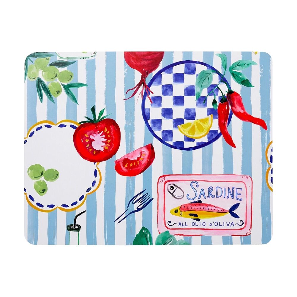 2x 4pc Porto Cucina Mediterranean Rectangle Dinner Placemats 34x26.5cm