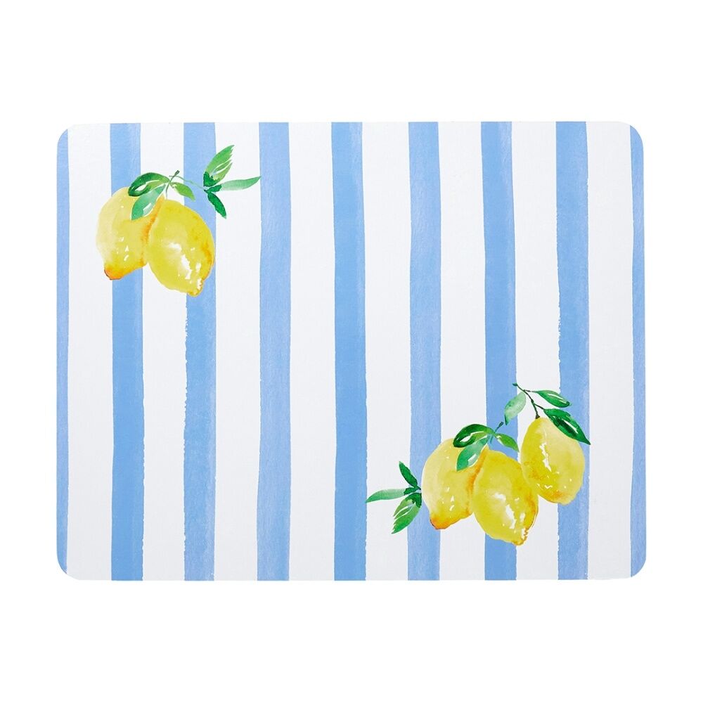 2x 4pc Porto Limone Lemon & Blue Stripe Dinner Placemats 34x26.5cm