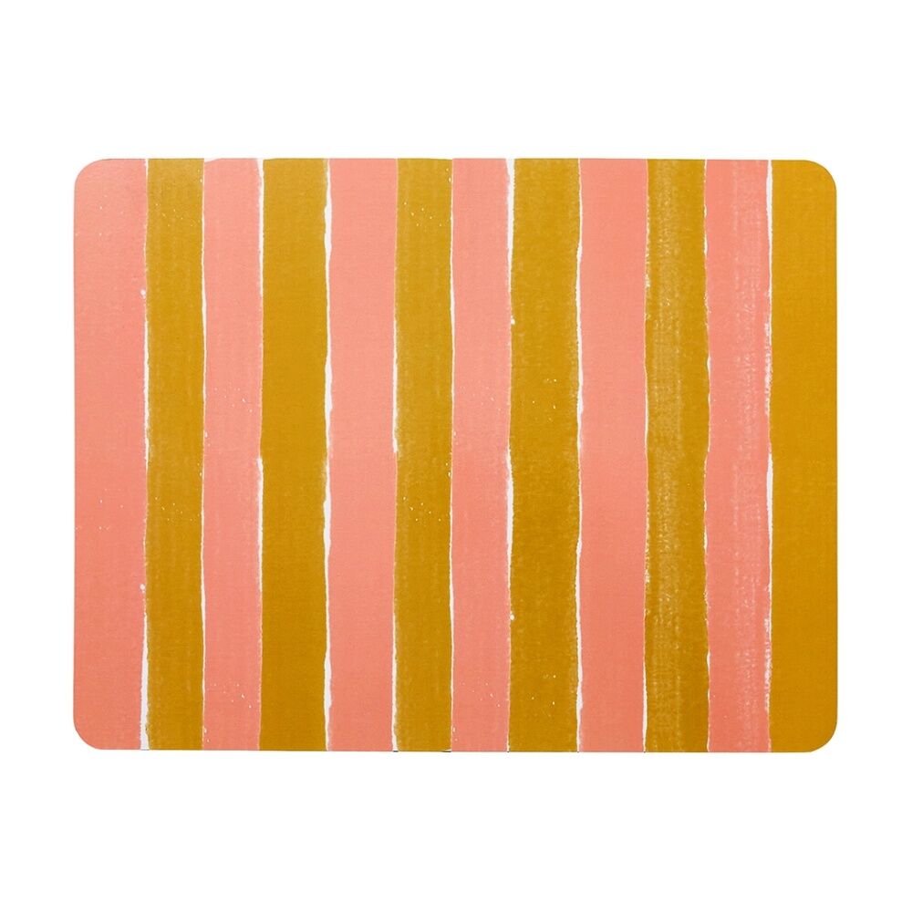 2x 4pc Porto Carnevale Brown/Pink Striped Dinner Placemats 34x26.5cm