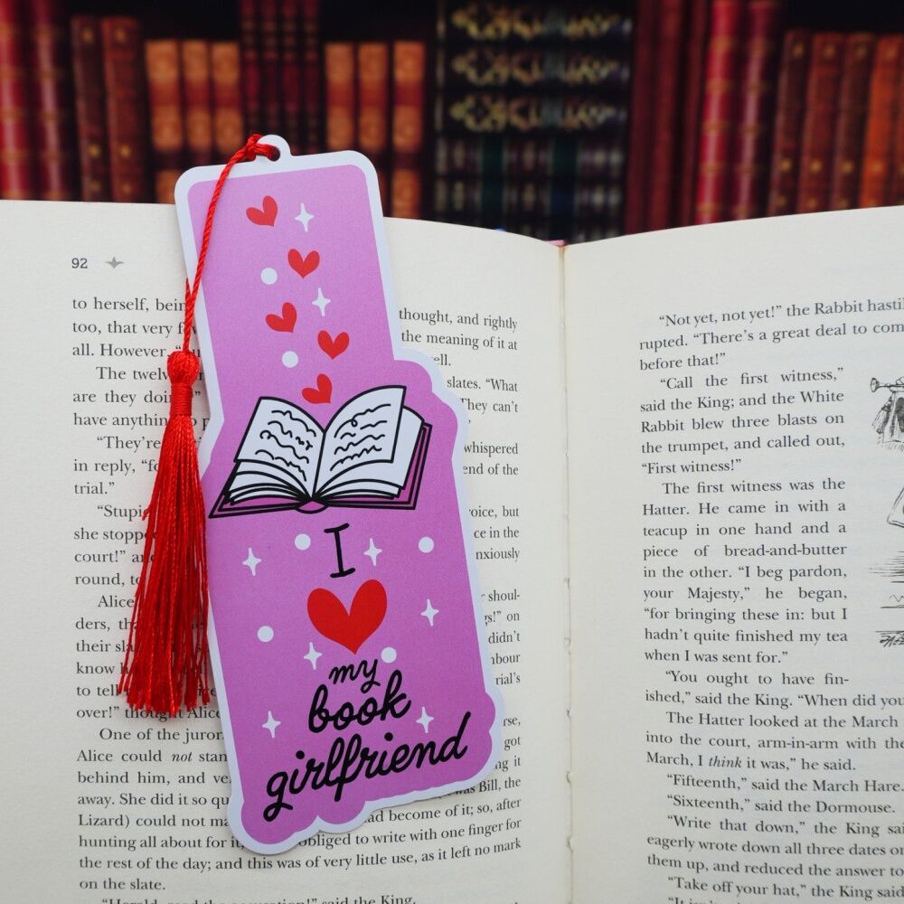 6x Punchkins Book Girlfriend Water-Resistant PVC Bookmark With Tassel Pink