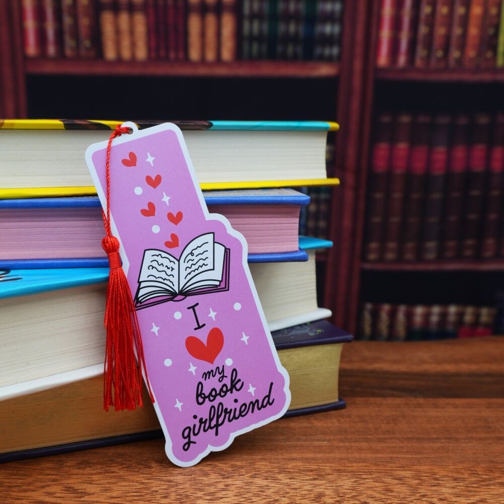 6x Punchkins Book Girlfriend Water-Resistant PVC Bookmark With Tassel Pink