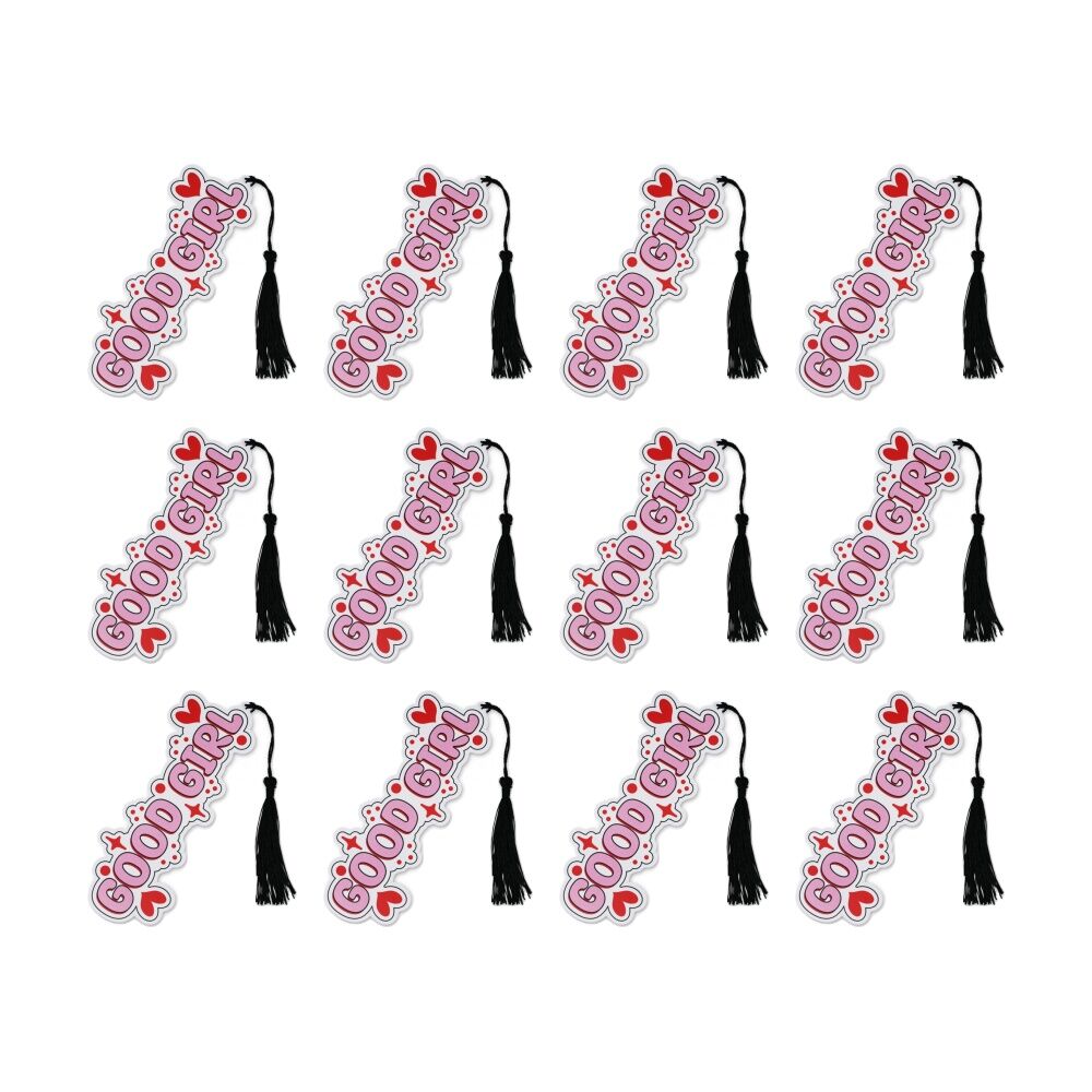 12x Punchkins Good Girl Colourful Water-Resistant PVC Bookmark With Tassel Pink