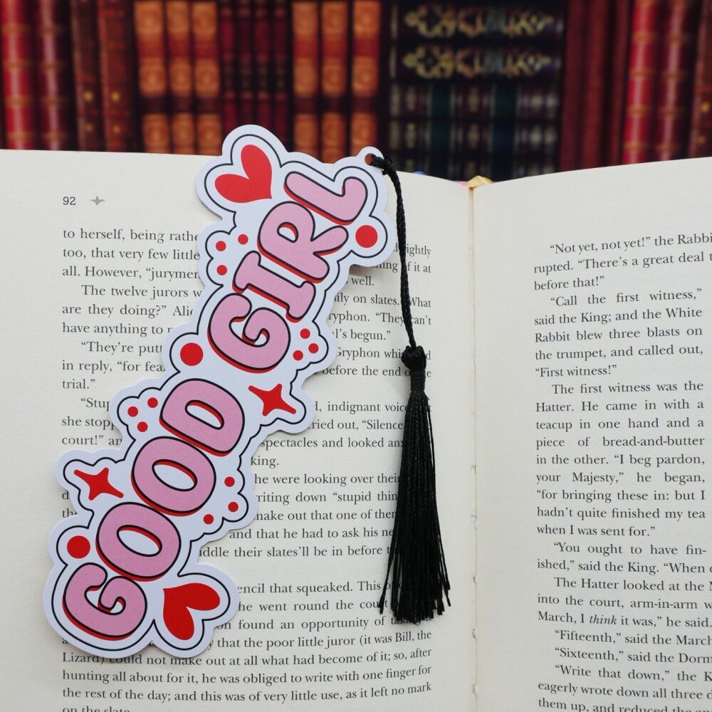 6x Punchkins Good Girl Colourful Water-Resistant PVC Bookmark With Tassel Pink