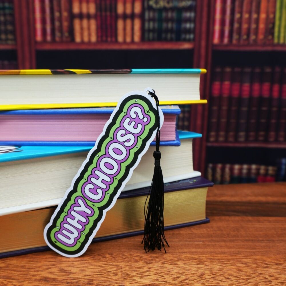 6x Punchkins Why Choose Water-Resistant PVC Bookmark With Tassel Green/Pink