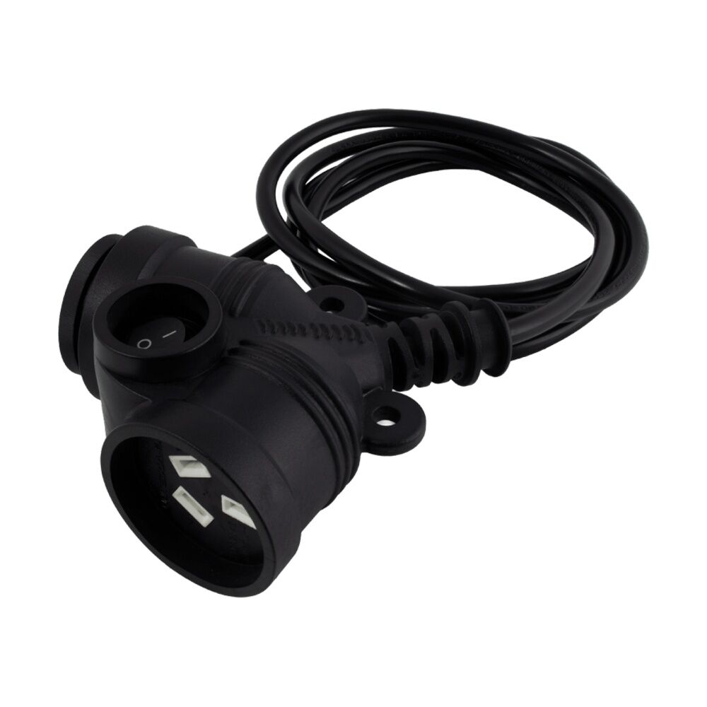 4PK Crest 2 Socket Master Control Switch Dual Outlet AU/NZ Plug Black 2m