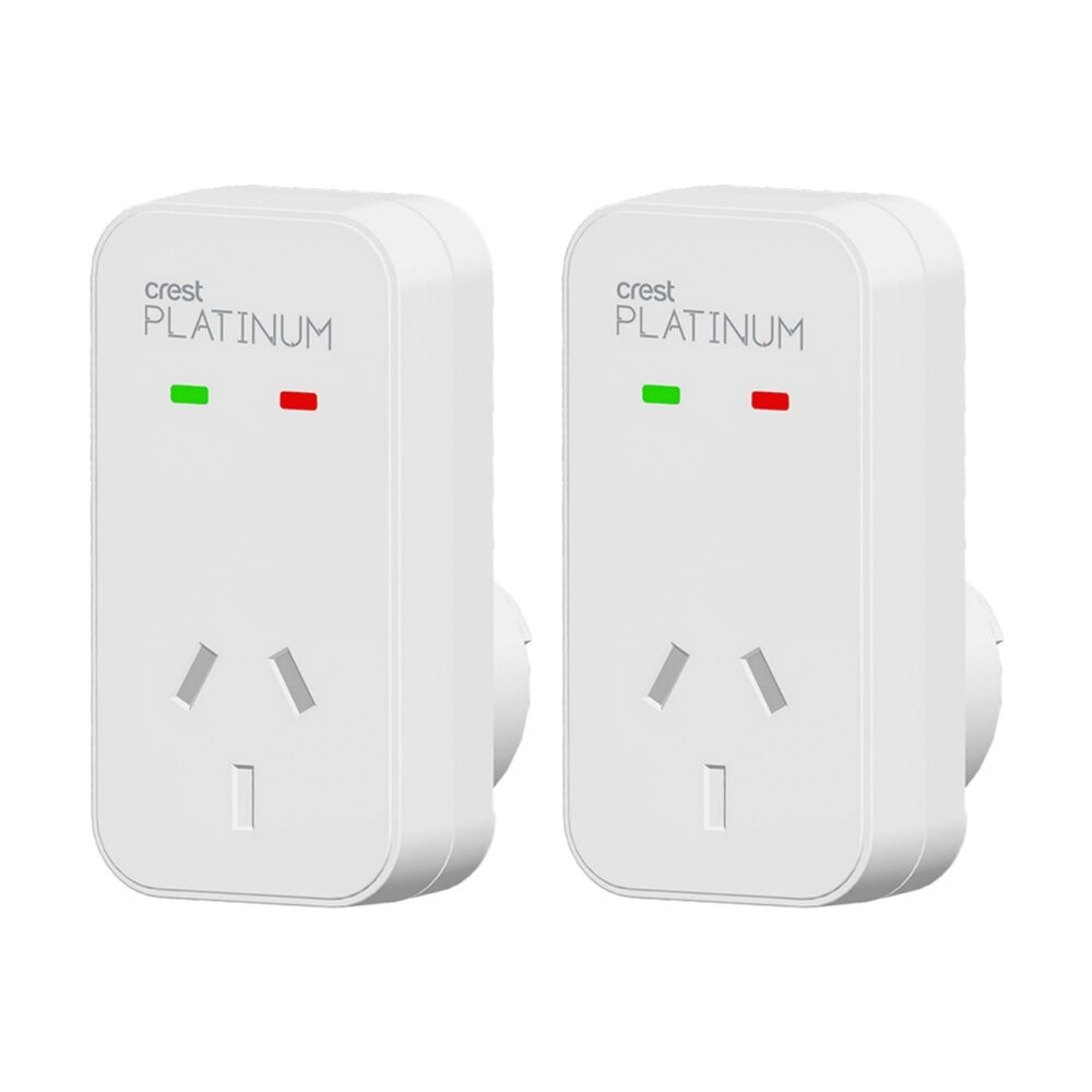 2PK Crest Platinum 1 Socket Surge Protector AU/NZ Plug W/ Child Protection White