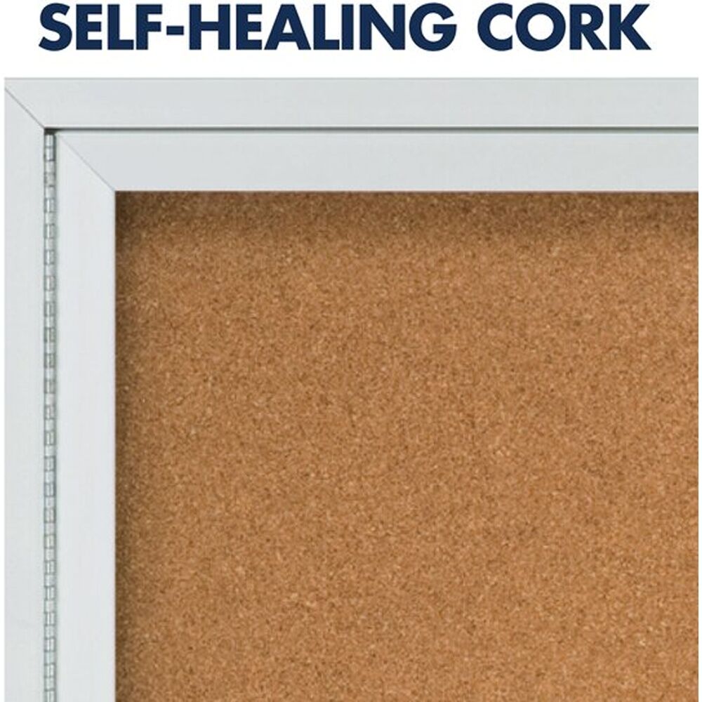 Quartet Enclosed Board Cork W/ Locking Door Aluminium 600x900mm Silver