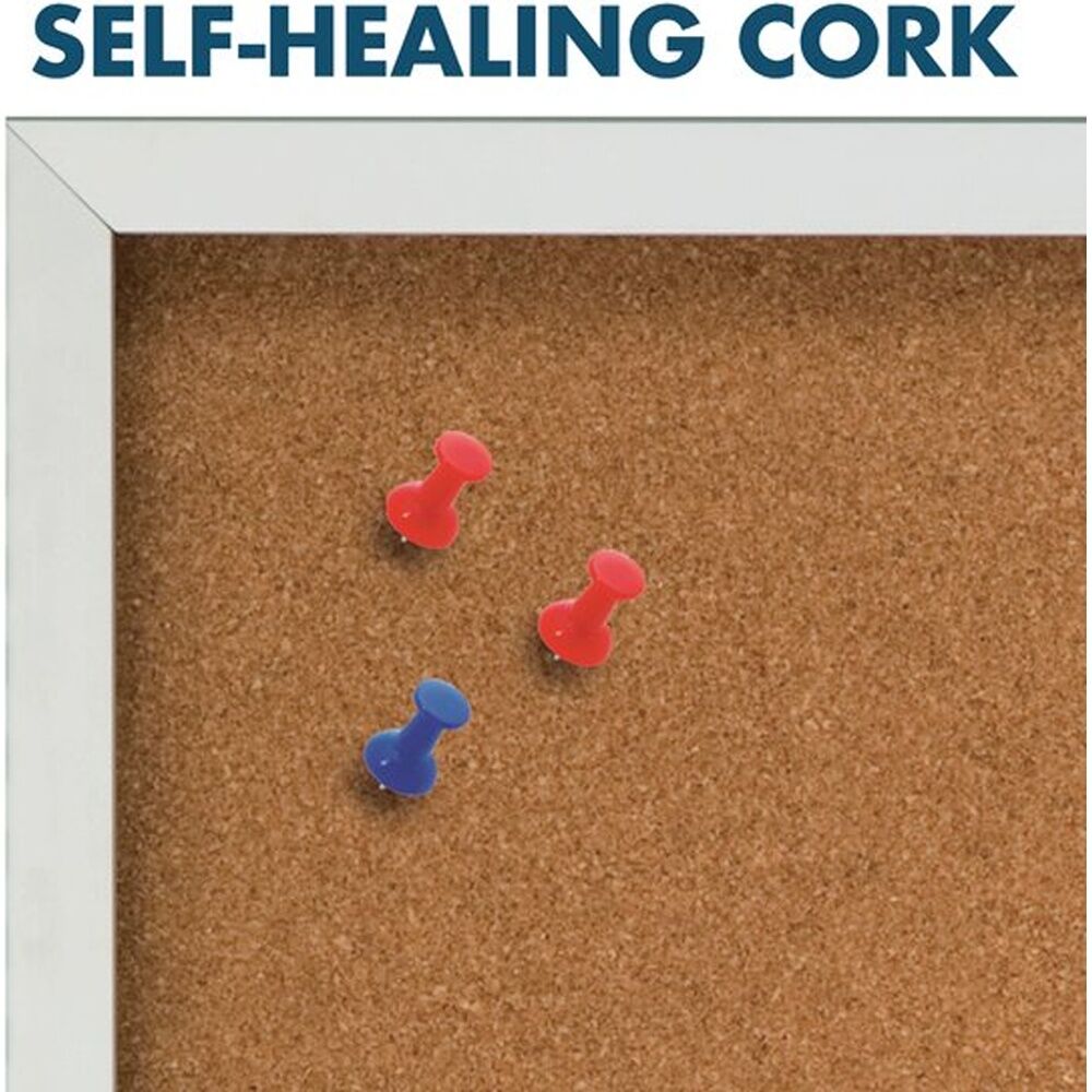 Quartet Enclosed Board Cork W/ Locking Door Aluminium 600x900mm Silver