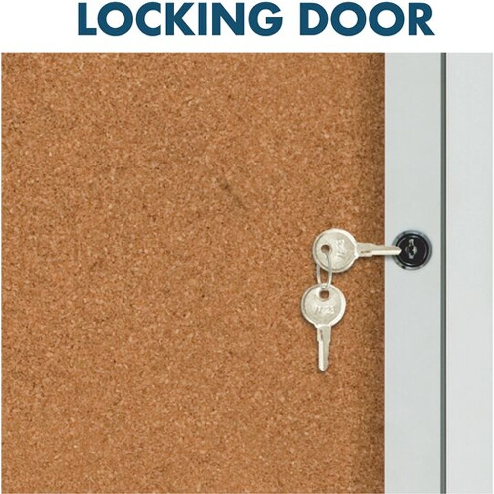 Quartet Enclosed Board Cork W/ Locking Door Aluminium 600x900mm Silver