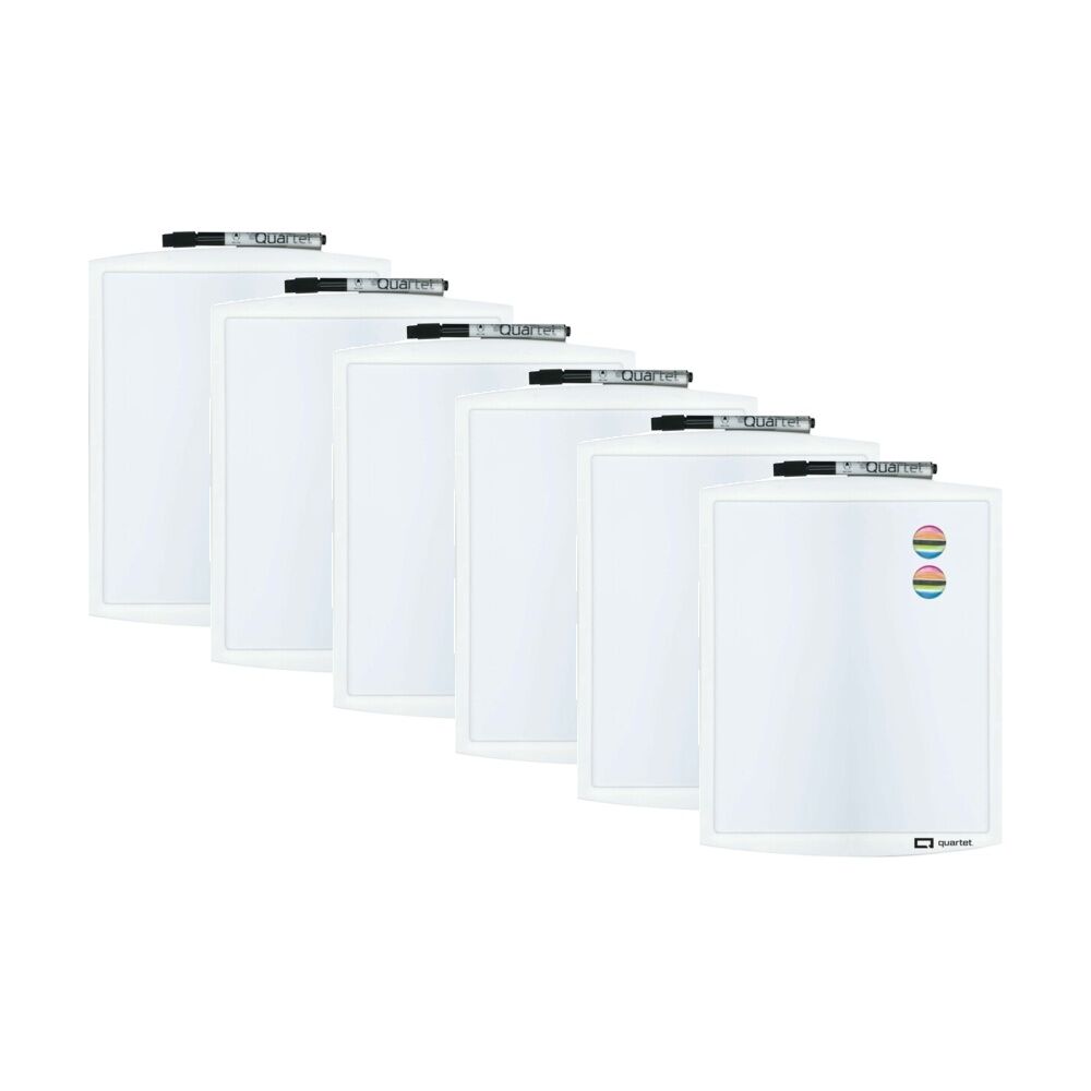 6x Quartet Magnetic Dry Erase Compact Whiteboard 230x280mm White/Black