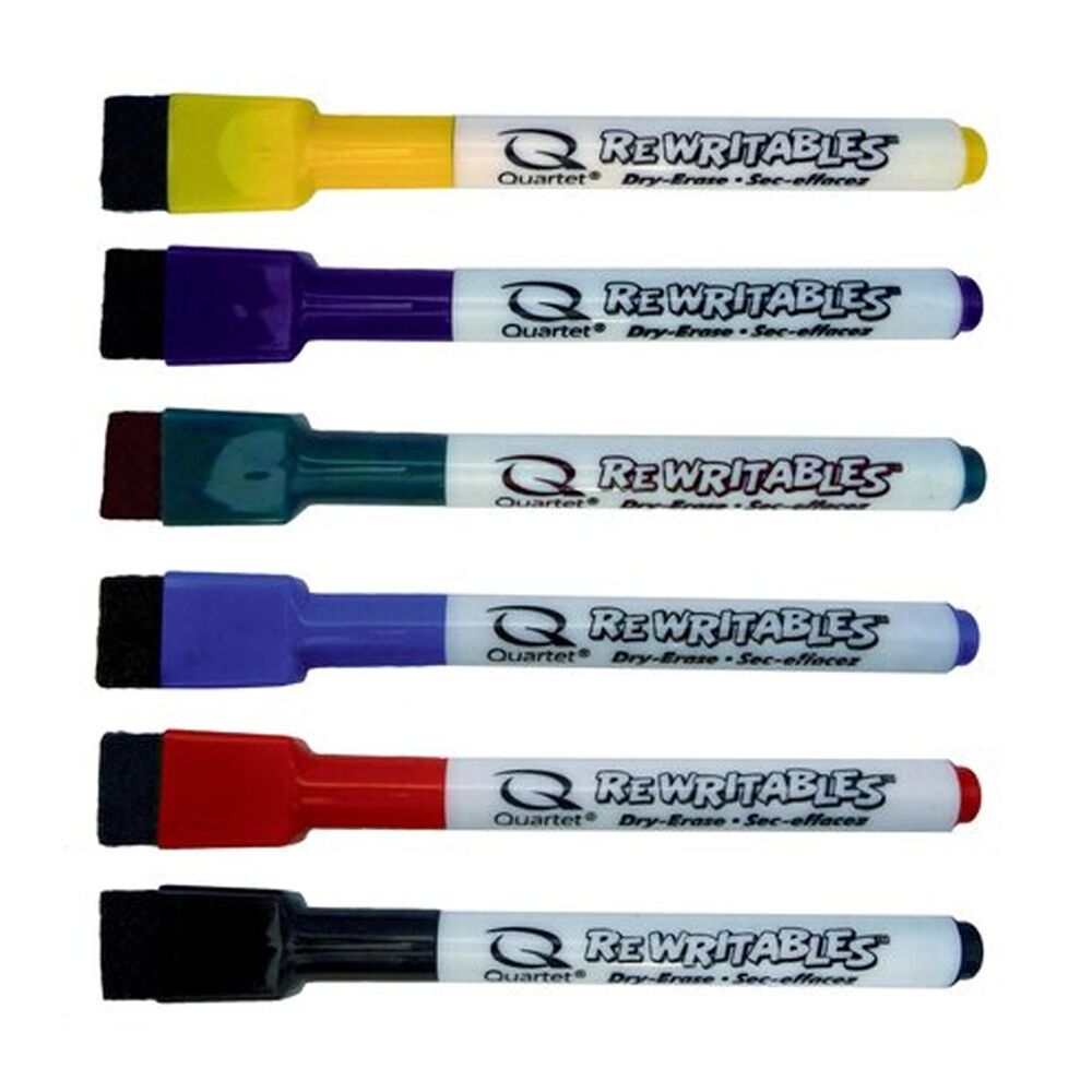 2x 6pc Quartet Marker Rewritables Colourful Fine Tip Pen Assorted