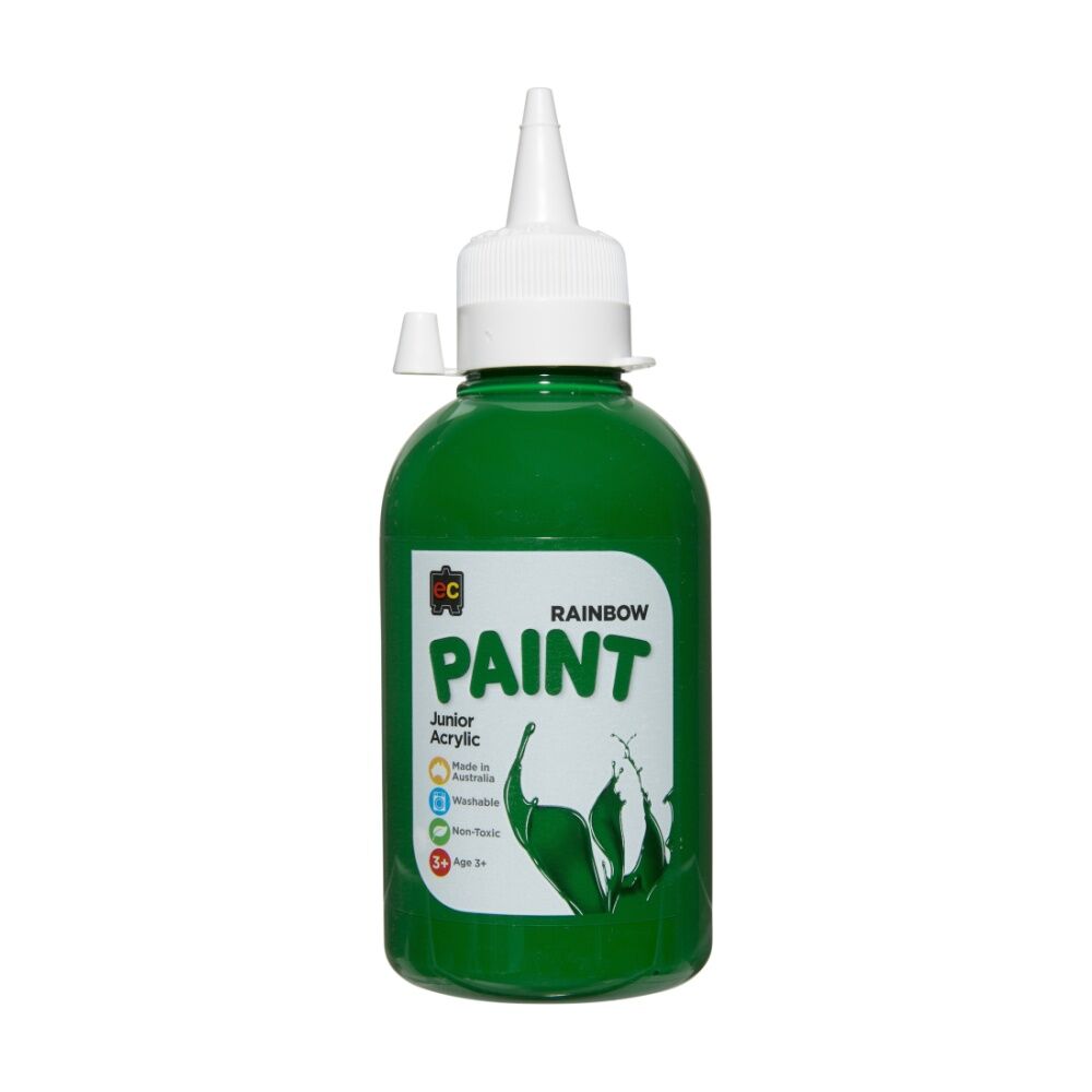 6PK Educational Colours Rainbow Junior Acrylic Paint Brill Green 250ml 3y+