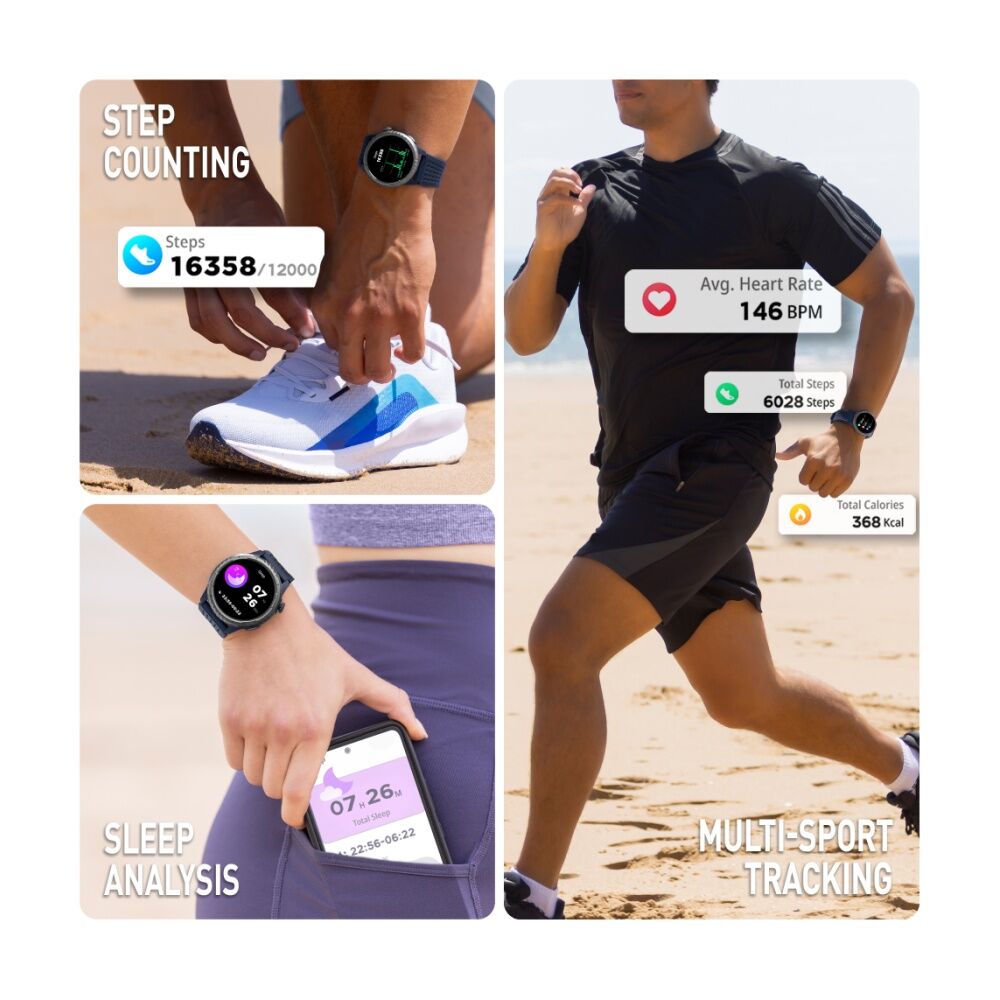 Reflex Active SeaVenture 5ATM Water Resistant AMOLED Display Smart Watch Blue