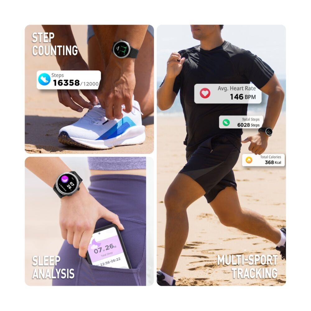 Reflex Active SeaVenture 5ATM Water Resistant Smart Watch Black