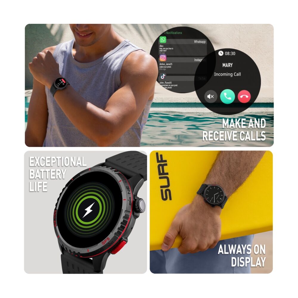 Reflex Active SeaVenture 5ATM Water Resistant Smart Watch Black/Red