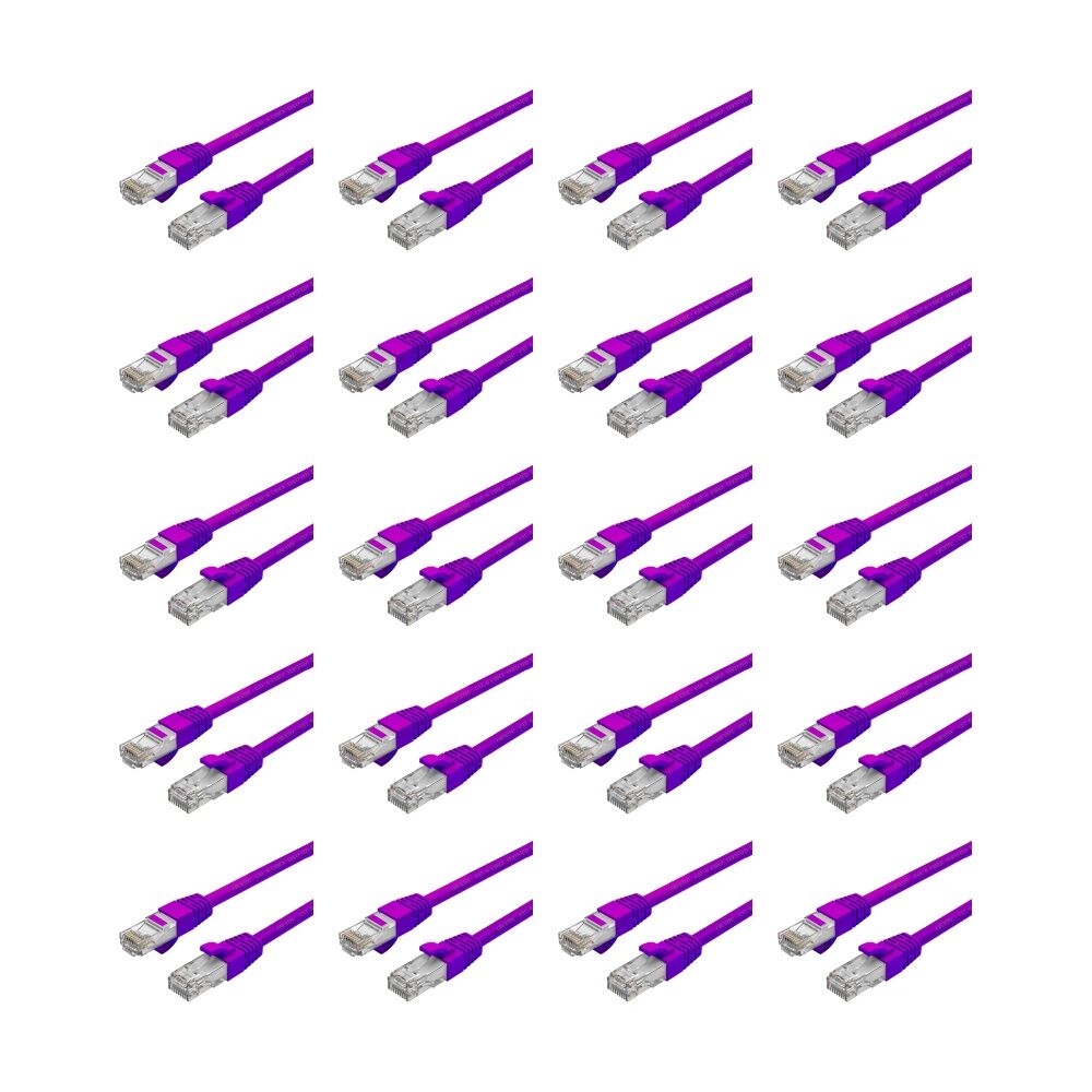 20PK Cruxtec CAT6 UTP 10GbE Ethernet Cable Purple 50cm Gold-Plated RJ45