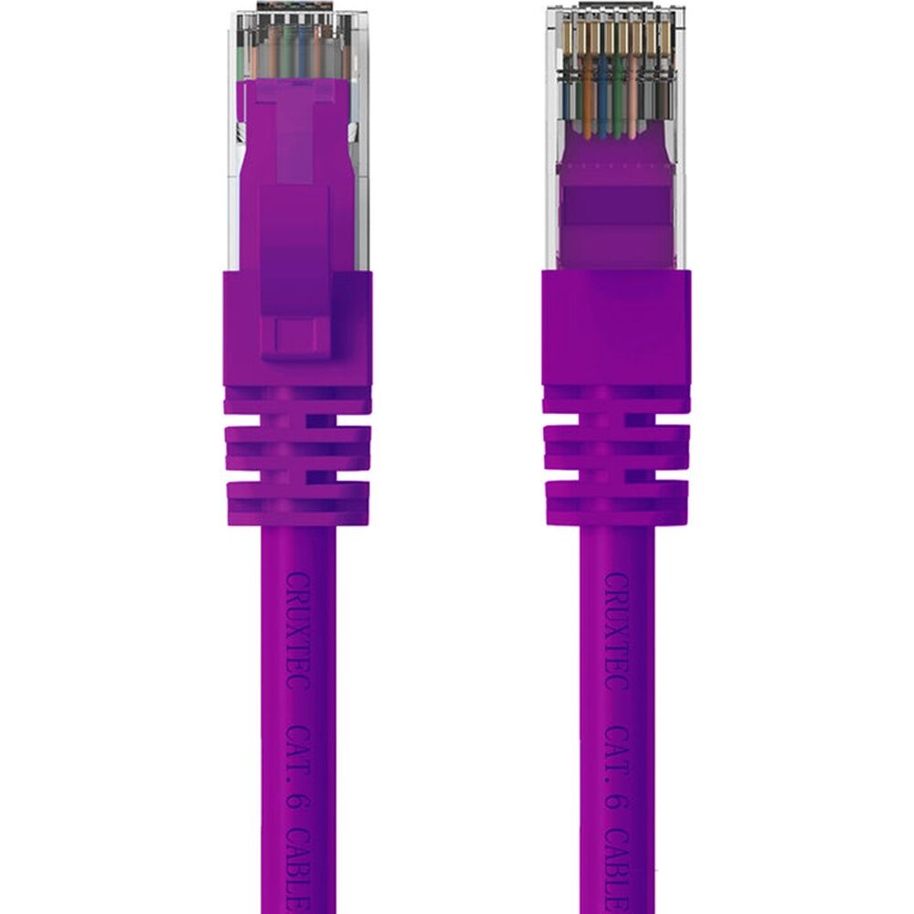 2PK Cruxtec CAT6 UTP 10GbE Ethernet Cable Purple 20m Gold-Plated RJ45