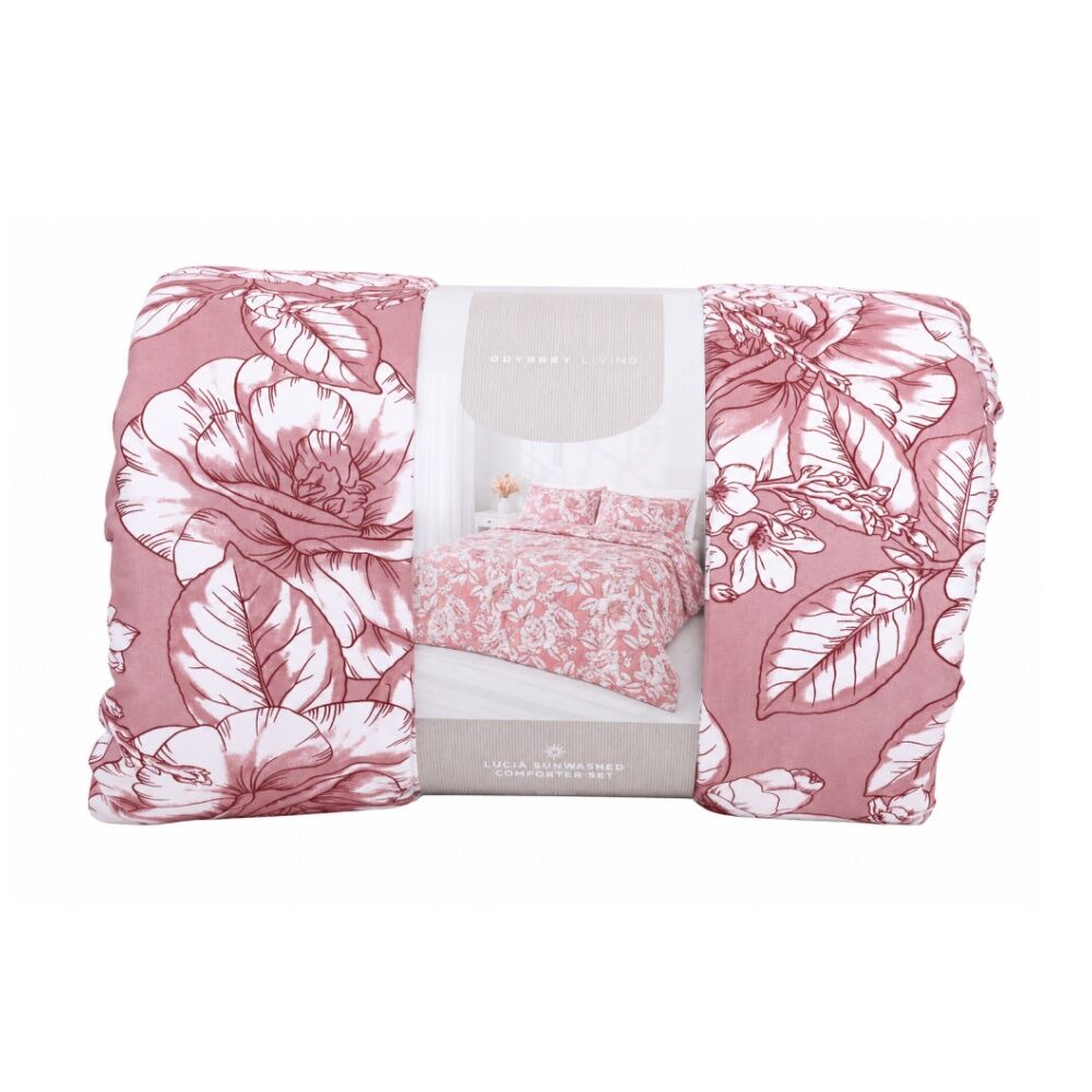 3pc Odyssey Living Lucia Comforter & Pillowcase Bedding Set Rosewood