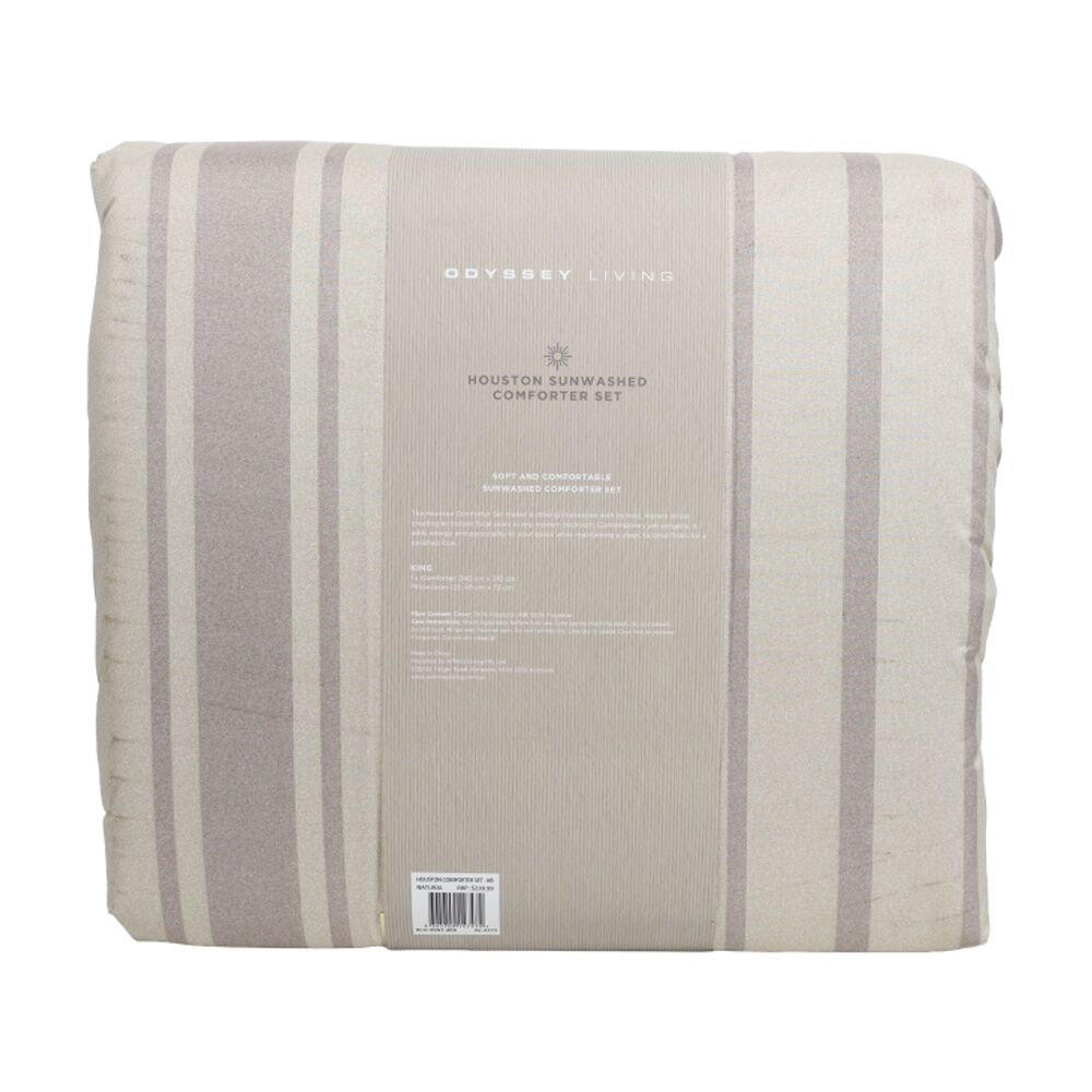 3pc Odyssey Living Houston Comforter & Pillowcase Bedding Set Natural
