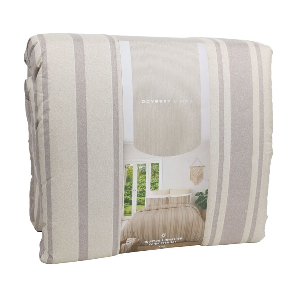 3pc Odyssey Living Houston Comforter & Pillowcase Bedding Set Natural