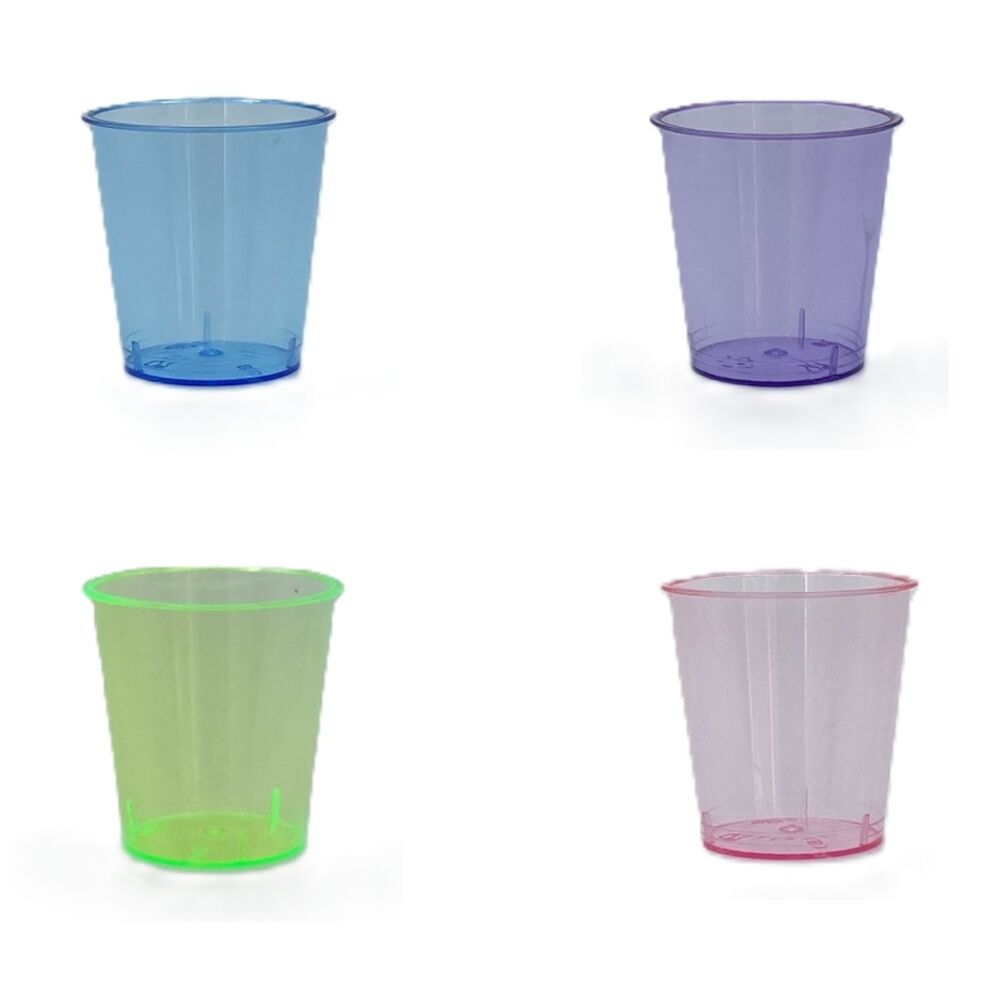 48x 40pc Partyware Reusable Shot Glasses Set 30ml Neon Assorted