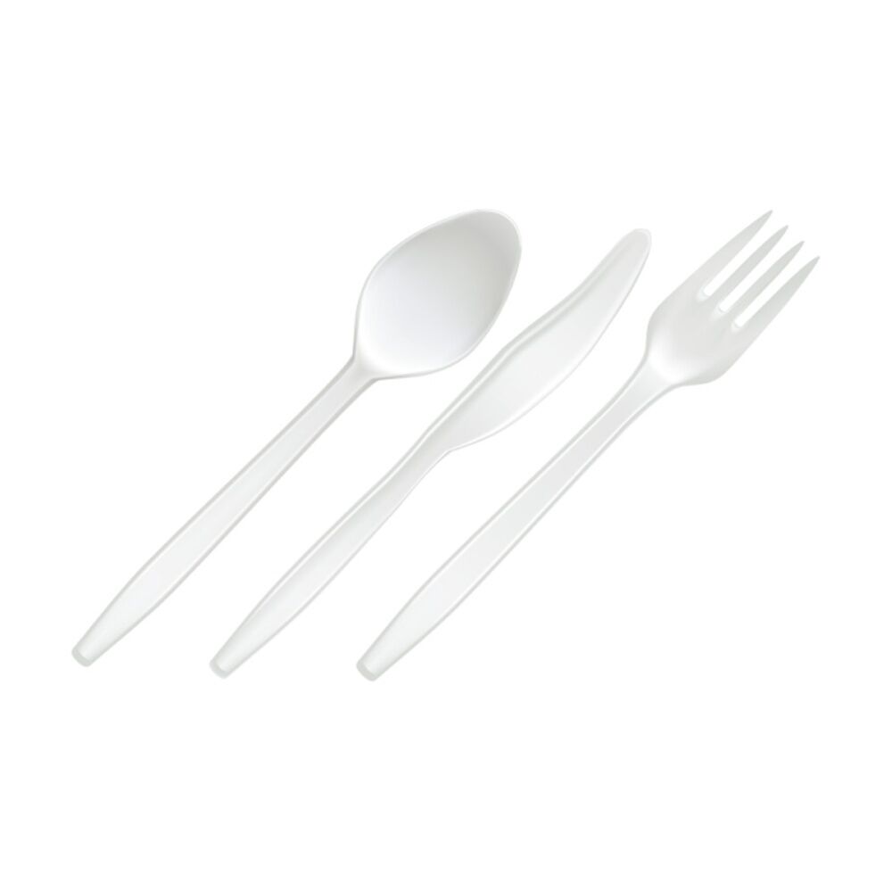 24x 60pc Partyware Reusable Plastic Mixed Cutlery Set Tableware White