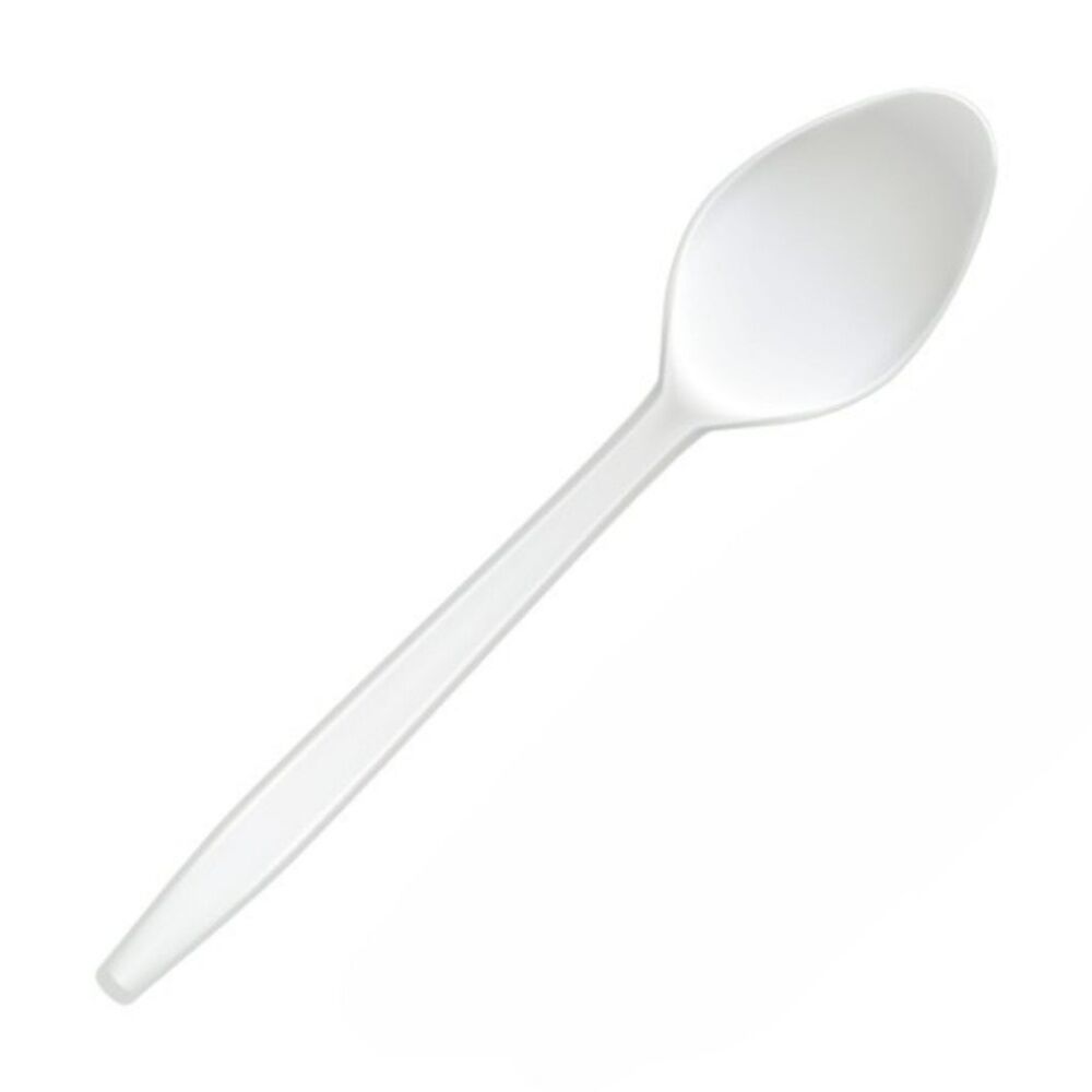 50x 20pc Partyware Heavy Duty Reusable Spoon Set Tableware/Serveware White