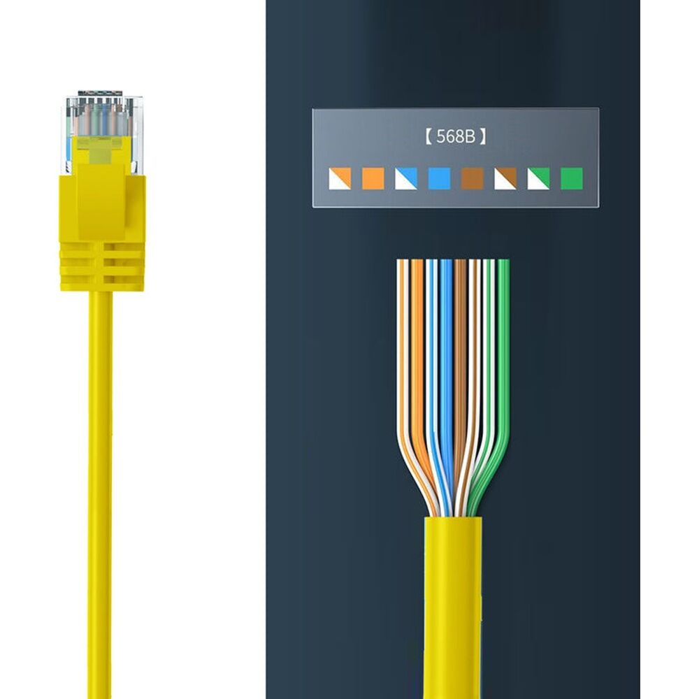 5PK Cruxtec Ultra-Thin CAT6A UTP Ethernet Cable Yellow 0.3m Gold-Plated RJ45