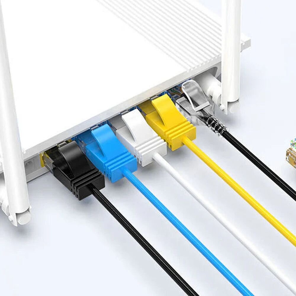 5PK Cruxtec Ultra-Thin CAT6A UTP Ethernet Cable Yellow 0.3m Gold-Plated RJ45
